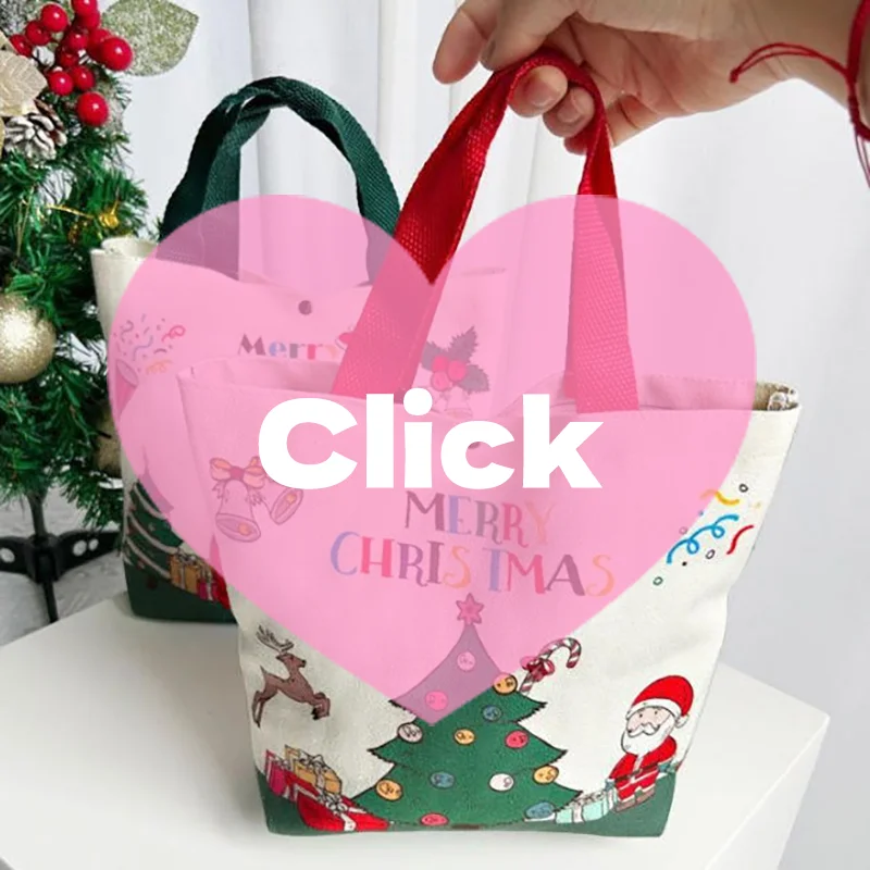 

1PC Christmas Gift Bags With Santa Claus Reindeer & Snowman Designs Durable Canvas Tote Bags Party Candy Bag Gift Bag Bulk