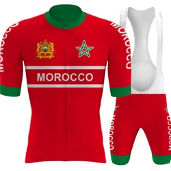 Morocco National Cycling Jersey 2023 Set Short Sleeve Cycling Clothing Road Bike Shirts Suit Bicycle Bib Shorts MTB Wear Ropa