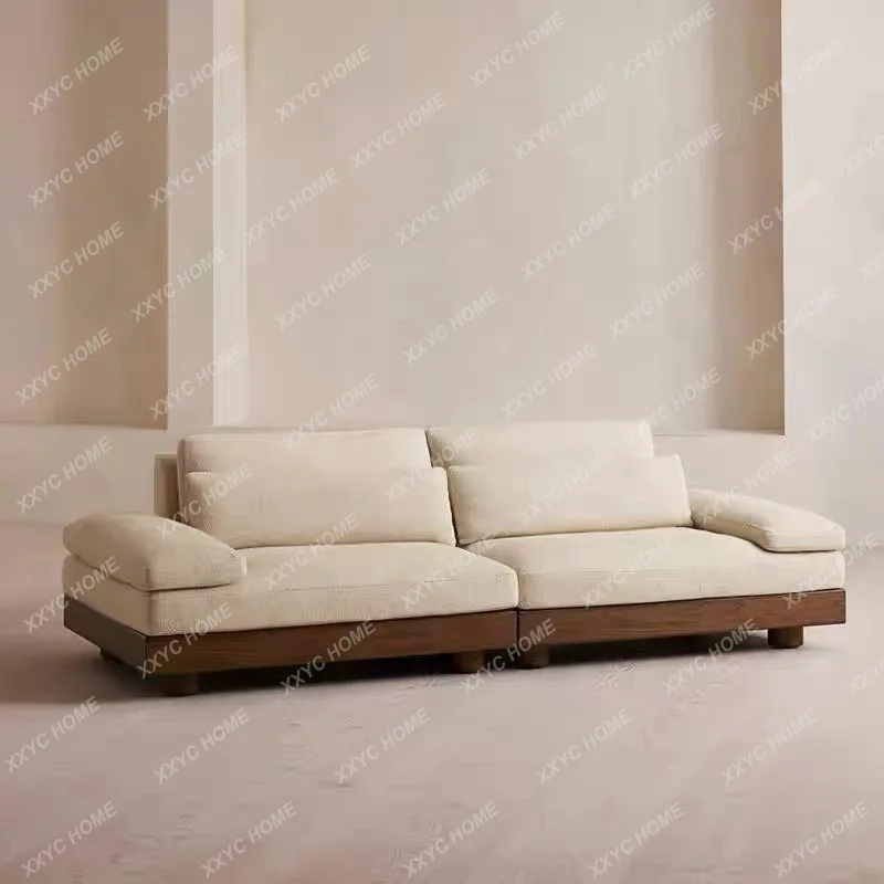 

Black walnut solid wood sofa living room simple modern small apartment retro minimalist module sofa B & B