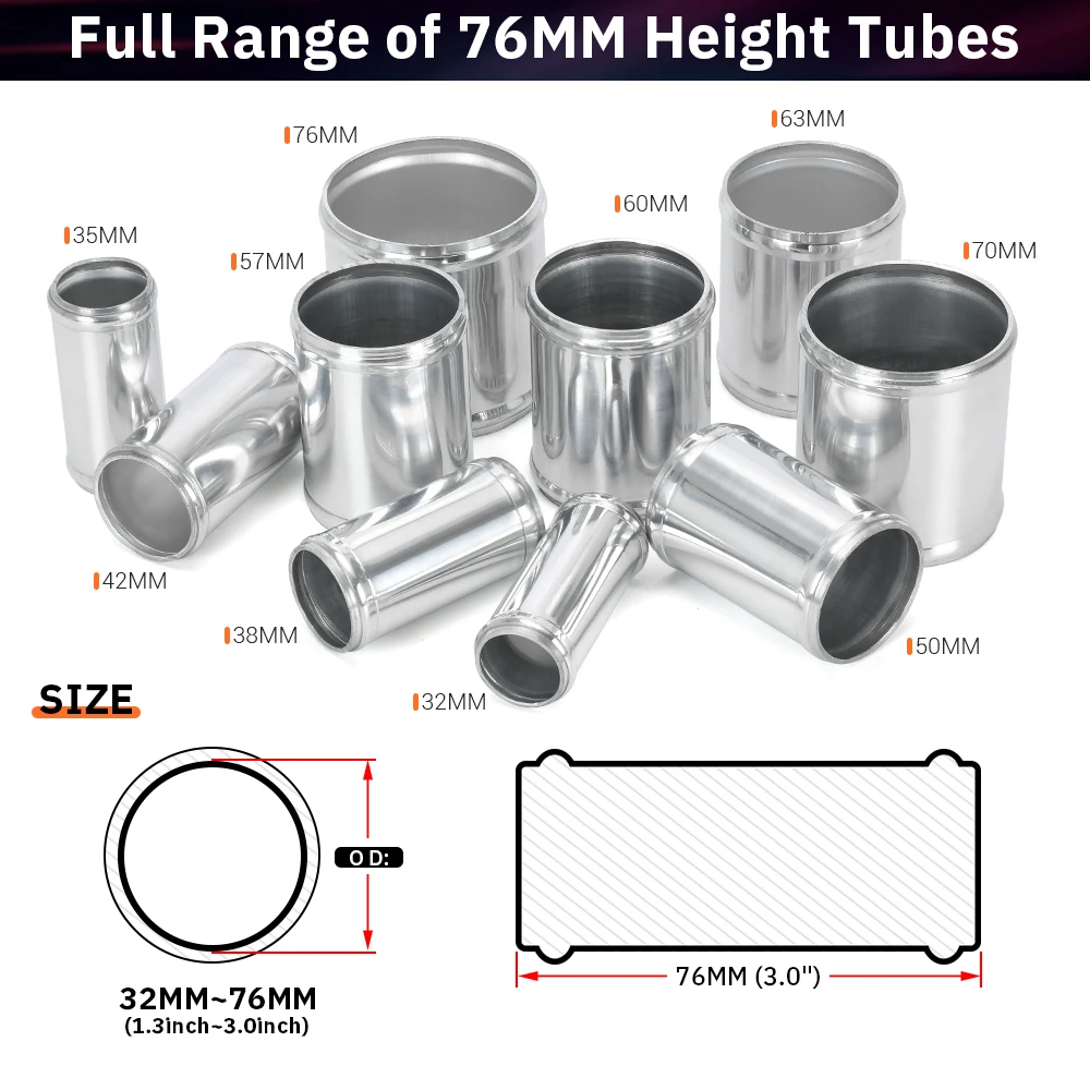 free ship - Alloy intake Turbo Intercooler Piping Extensor Hose Adapter Joiner Pipe Connector Silicone 32mm 38mm 63mm 70mm 76mm