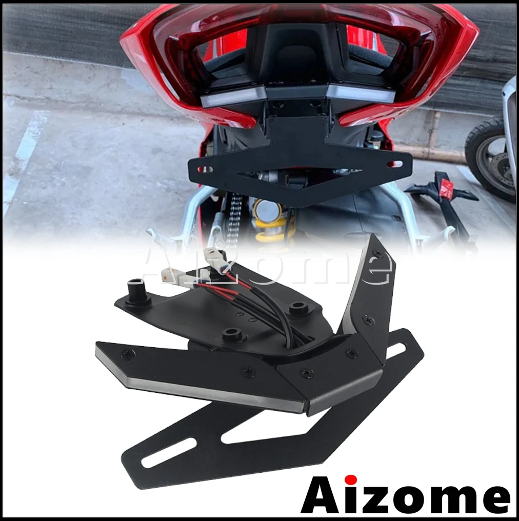 

2025 для Ducati PANIGALE V4 V4S, задняя часть мотоцикла с коротким хвостом, держатель номерного знака, держатель для крепления номера, задняя бабка мотоцикла, светодиодный светильник