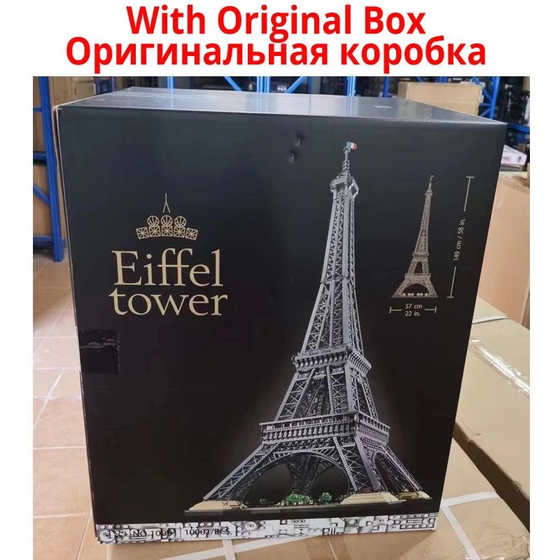

With Original BOX 10307 10001Pcs World Famous Building Model Eiffel Tower With Light Blocks Toys Bricks Birthday Christmas Gift