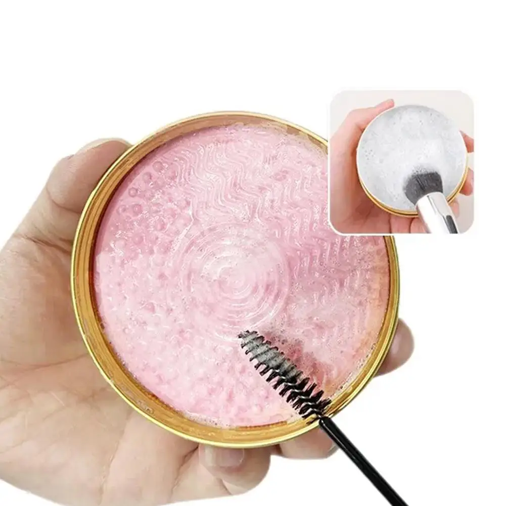 

Peach Scented Makeup Brush Cleaning Soap With Sponge Pad - Beauty Tool Kit For Brush Cleaning And Maintenance Cosmetic Cleaning