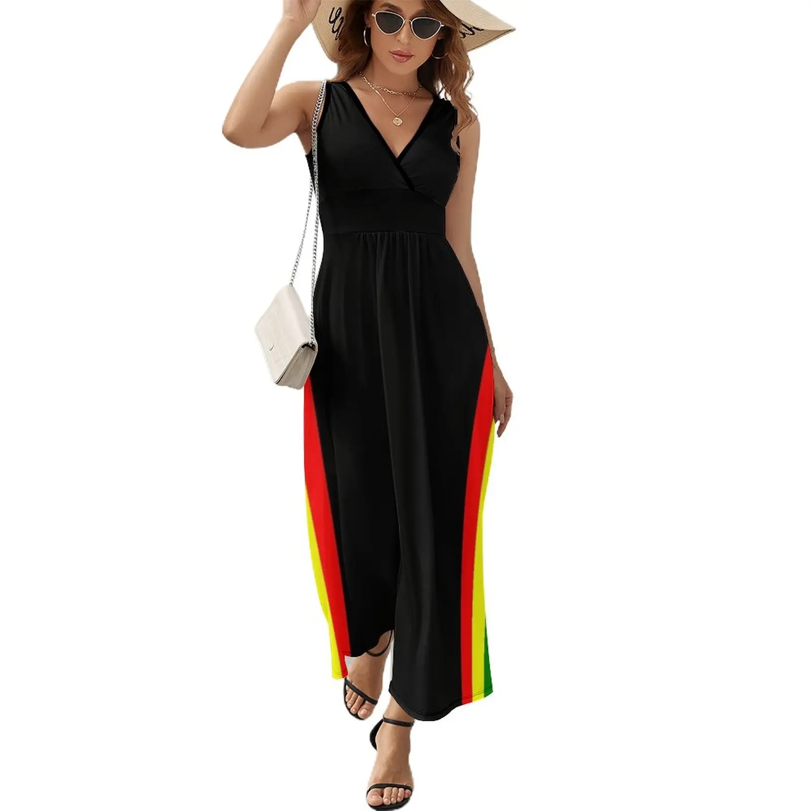 Rasta Stripe Rasta Color Pattern Sleeveless Dress luxury women's party dress evening prom Dresses