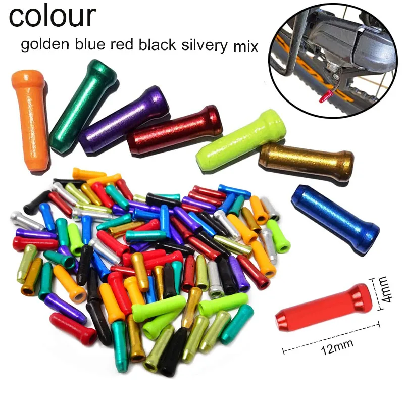 ﻿ 100pcs multi color bicycle aluminum alloy brake cap variable speed brake cable core cover bicycle reducer shift cable sleeve ﻿