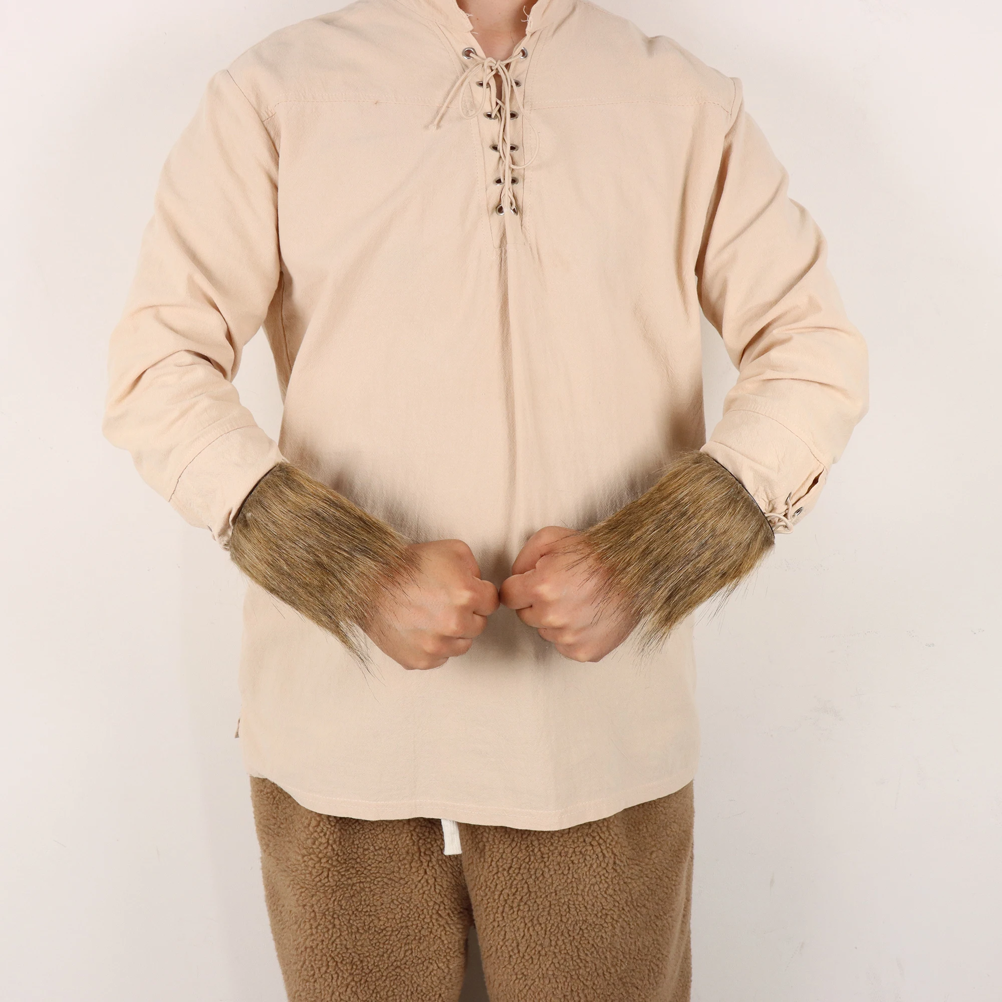 Średniowieczny retro prymitywny wojownik wikingów PU futro łączenie krótka opaska na nadgarstek występ na scenie karnawałowe element ubioru akcesoria