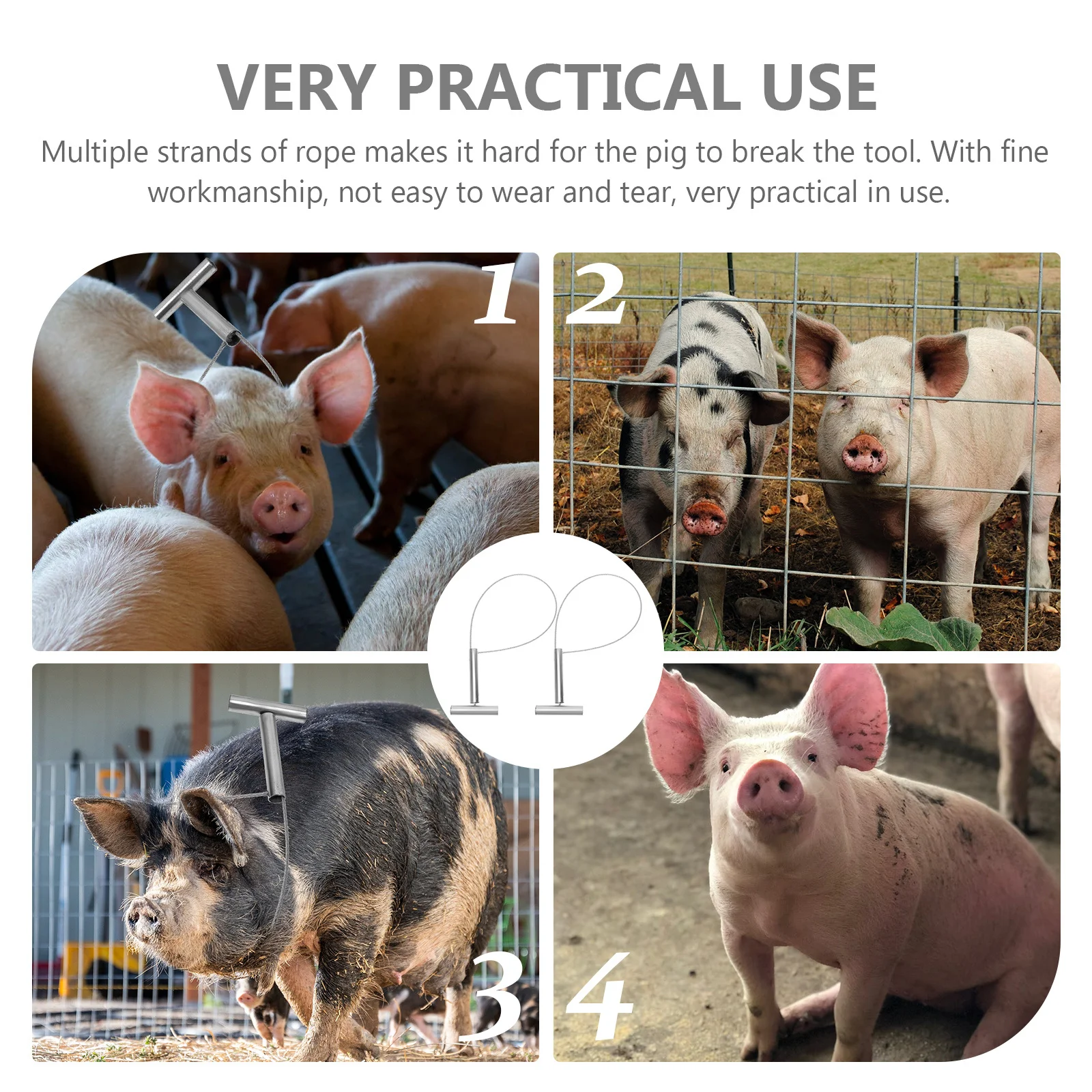 

2Pcs Pig Holder Catcher Durable Steel Wire Farm Equipment for Sampling Treatment Diagnosis Pig Catcher Farm Accessories