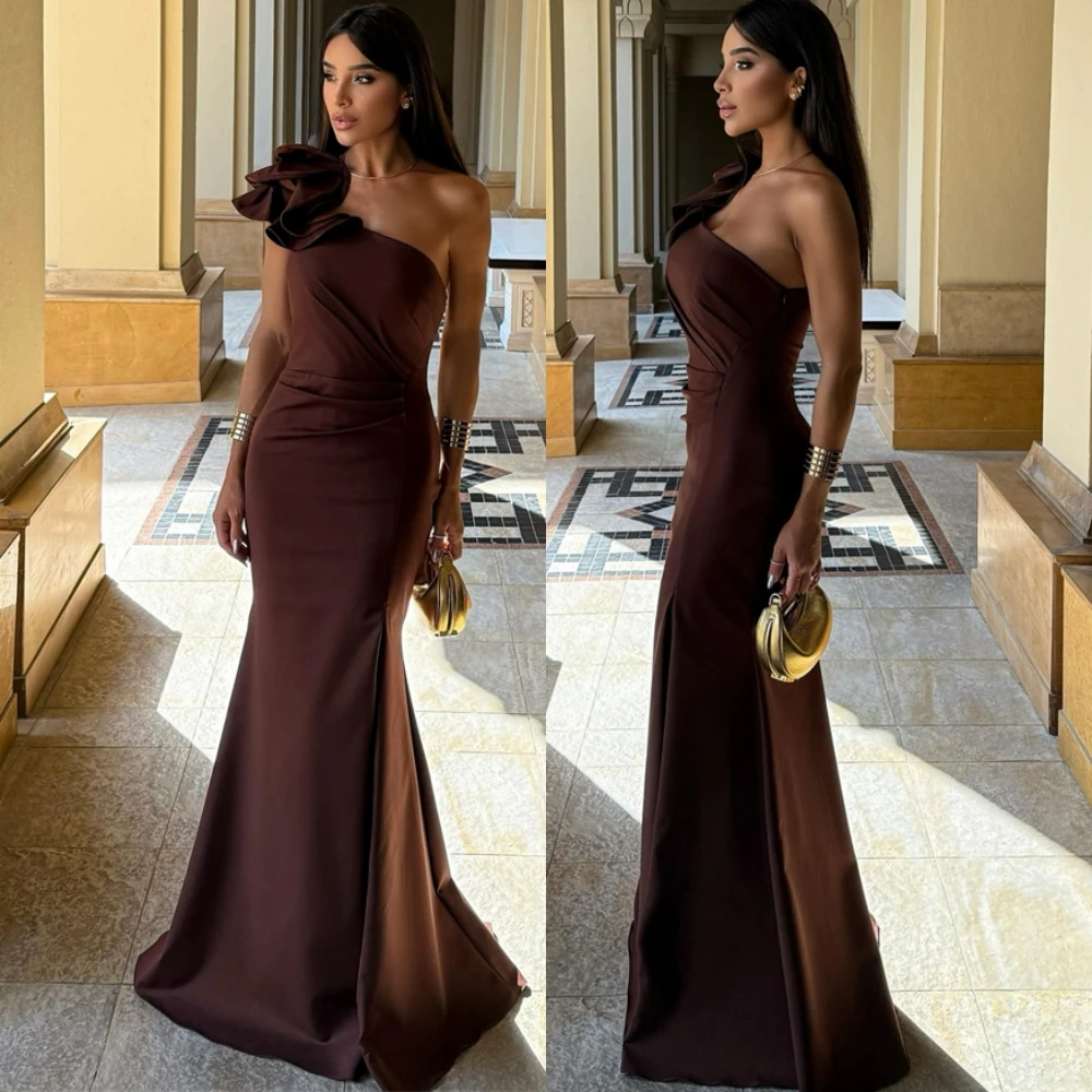 تخصيص أنيقة جيرسي واحد الكتف مساء اللباس الكلاسيكية حورية البحر فساتين حفلة موسيقية أزياء قطار الاجتياح فساتين المناسبات الخاصة
