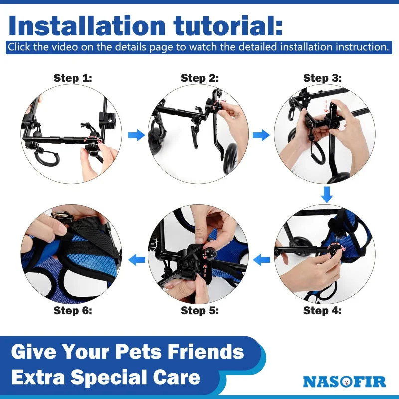 عربة مساعدة للمشي لإعادة تأهيل الكراسي المتحركة، مساعدة الطاقة، سكوتر التنقل للكلاب الأليفة #3