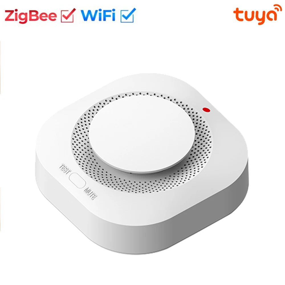 Tuya for Zigbee/Wifi Smart Smoke Detector Smart Fire Fire Protection Home Security Alarm Sound Light Alarm APP Control