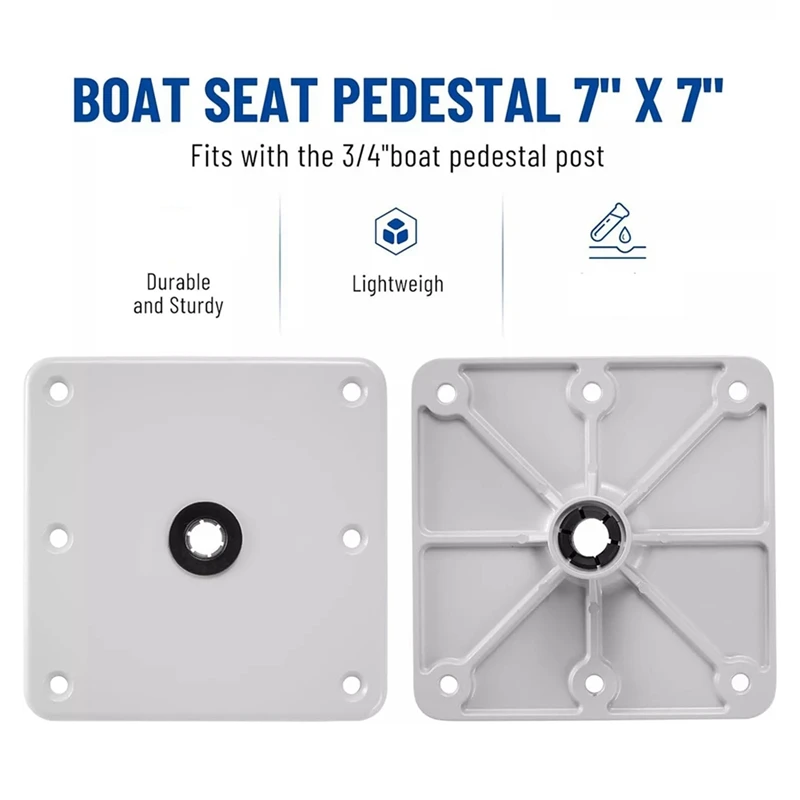 Utility Aluminum Boat Seat Base, 7 X 7Inch Boat Seat Pedestal 3/4Inch Pin Post Socket