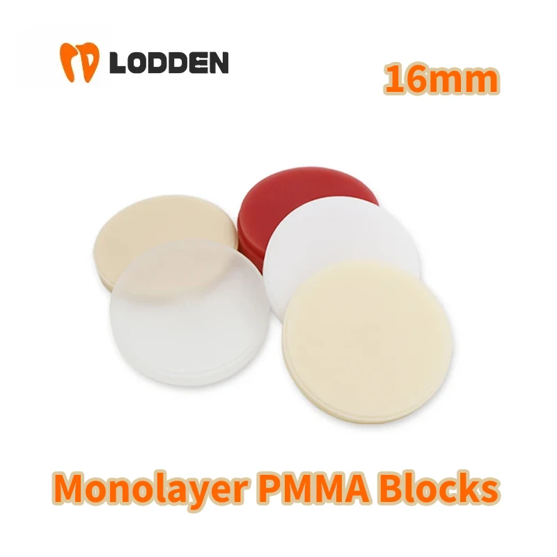 LODDEN 3pcs Monolayer PMMA Blocks 98*16mm Dental Lab Materials Resin Disc for CAM/CAD Open System VITA16 Pink Clear Colors