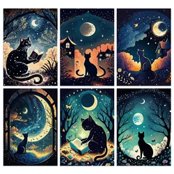 5D DIY Diamond Painting Abstract Cat Full Round Diamond Mosaic Animal Diamond Embroidery Kit Rhinestone Home Decoration Gift