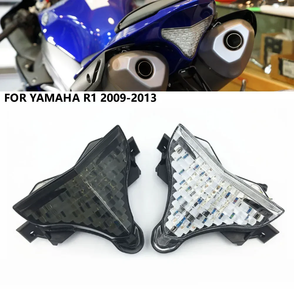 For Yamaha YZF R1 2009 2010 2011 2012 2013 2014 Rear Tail Light Brake Turn Signals Integrated LED Light