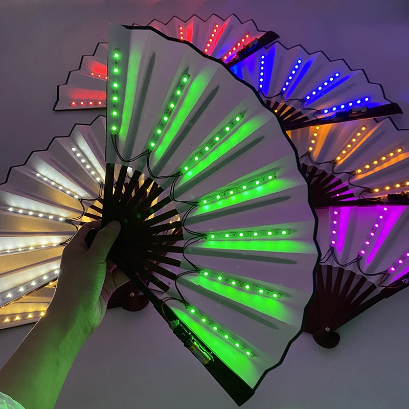 10-Zoll-LED-Faltfächer für Party, RPG, Lolita, Tanz, Bühnenaufführung, Nachtclub-Zubehör, LED-Handfächer, leuchtender fluoreszierender Fächer – Detail 1