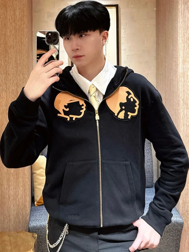 

Casual Embroidered Hoodie Sweatirt Zipper Cardigan Men's Faion Outerwear Autumn Winter New Arrival Street Sle Jaet