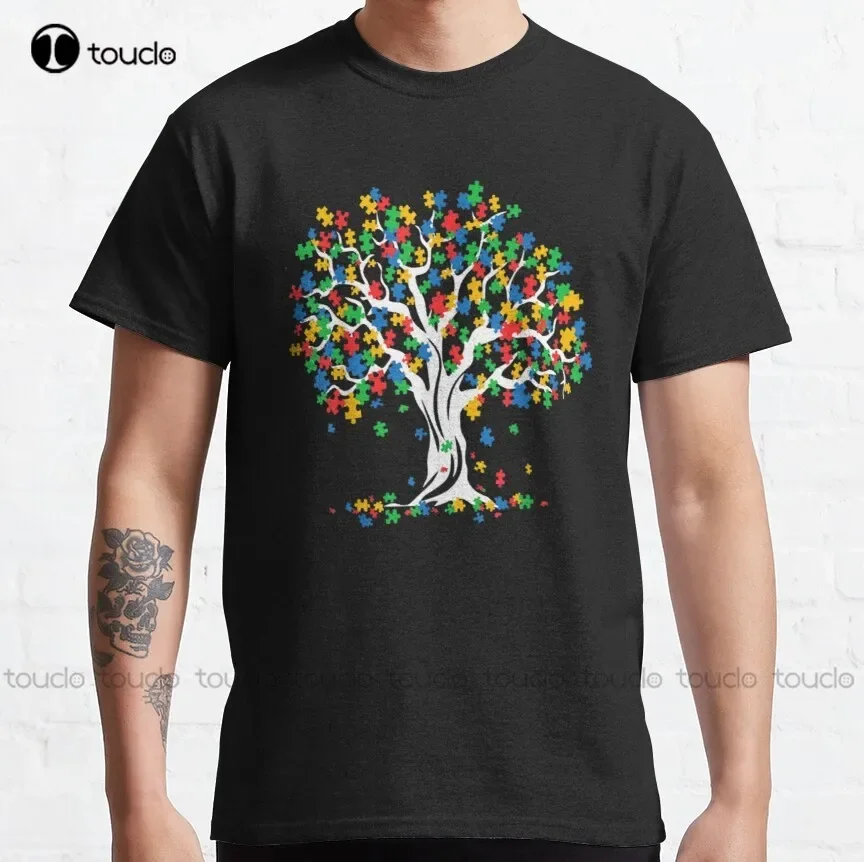 Autism Support, In April We Wear Blue, Autism Awareness Classic T-Shirt Womens Polo Shirts Tee T Shirts Breathable Cotton Retro