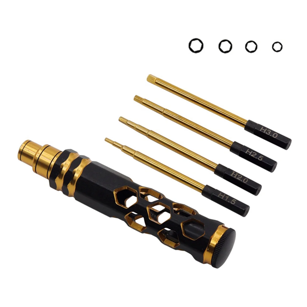 Hexagonal Head Screwdriver Hexagonal Screwdriver Tool Set for Rc Car Crawler Helicopter 1.5 2.0 2.5 3.0mm Black+Gold