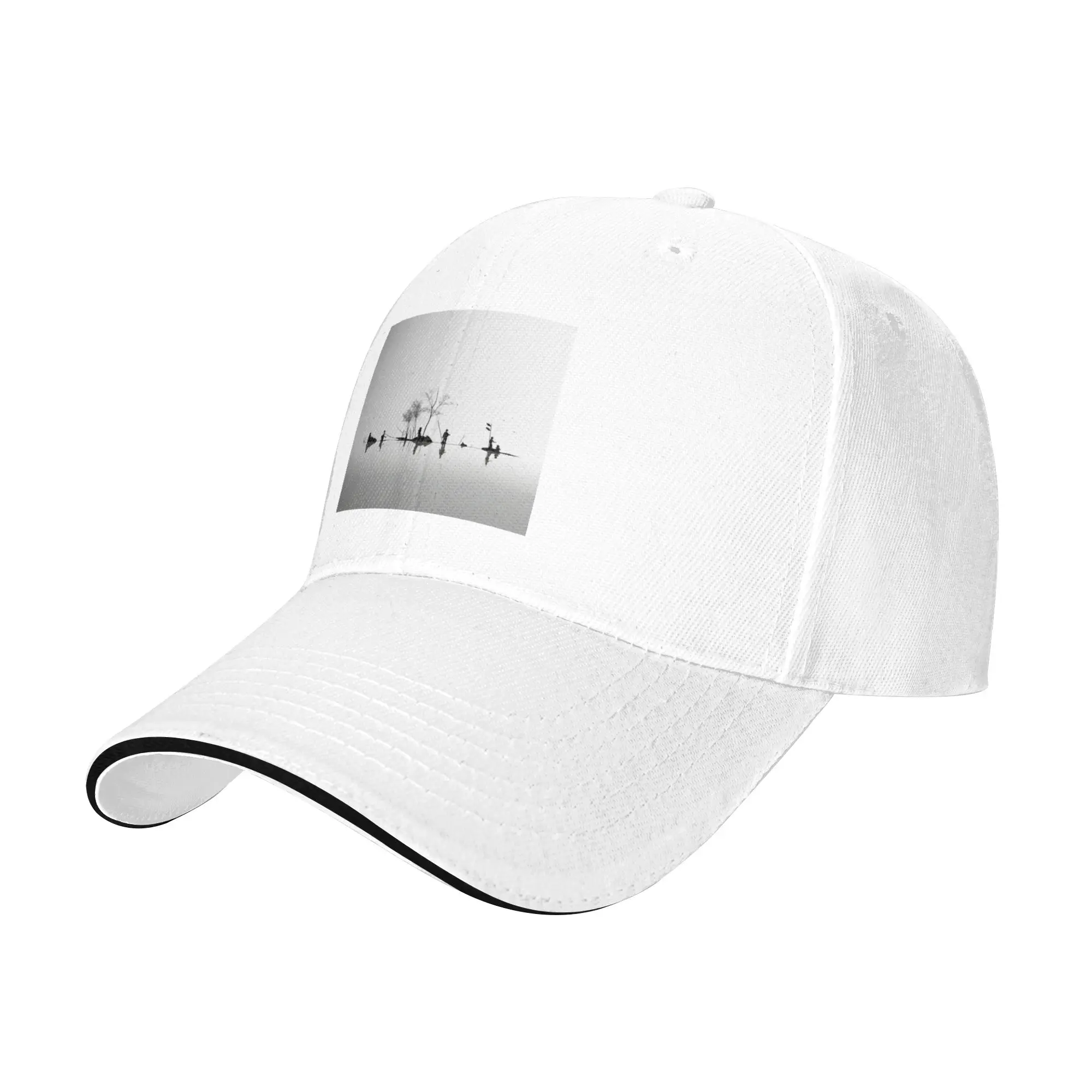 Minimalist digital art stick figures fishing abstract art Gift For Children Men Women A Baseball Cap Hat