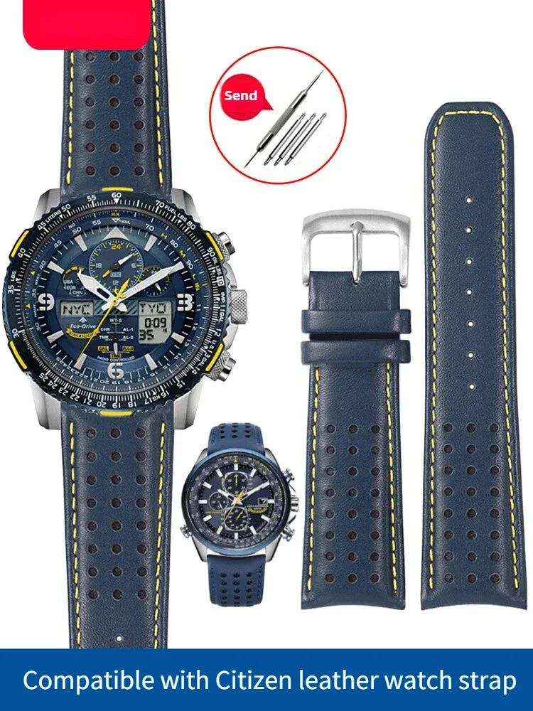 Suitable for C-i-t-i-z-e-n Leather Watch with Air Eagle AT8020/JY8078 Blue Angel One, Two and Three Generations Bracelet