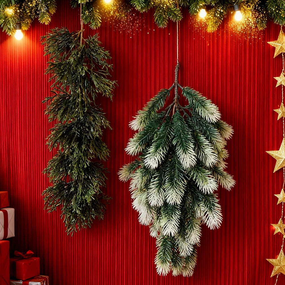 2/4 stücke Künstliche pflanze Kiefer Nadel Kunststoff Heißer Weihnachten Baum Dekor hängen Kranz Hause bord Outdoor Garten diy geschenke Hochzeit