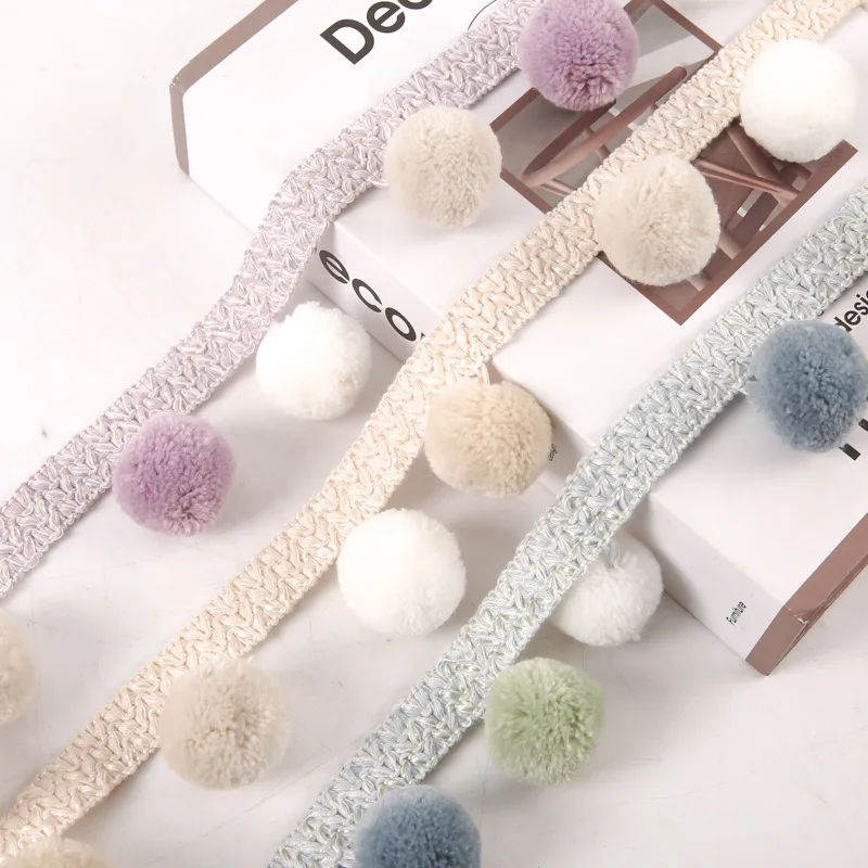 

5M/25M 30mm Ball Pom pom Trim 48mm Width Fringe Ribbon Sewing Decoration Pompom Tassel for Pillow Curtain Tablecloth DIY Craft
