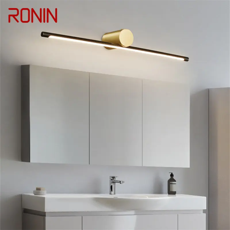 RONIN-Contemporâneo Latão Vanity Espelho Frente Luz, Dispositivo De Banheiro LED, Lâmpada De Parede Simples, Espelho Frontal Luz, Maquiagem Banho, 3 Cores