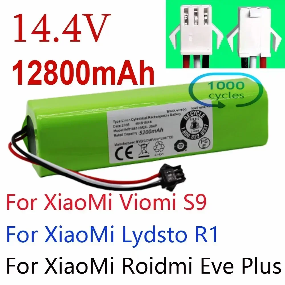 Replacement for XiaoMi Lydsto R1 Roidmi Eve Plus Viomi S9 Robot Vacuum Cleaner Battery Pack Capacity 12800mAh Accessories Parts