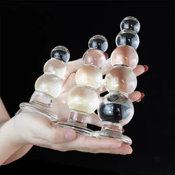 3 Style Glass Anal Plug Anal Beads Butt Plug Dildo Anal Dilator Massager Vaginal Masturbator Flexible Sex Toys For Women Men 18