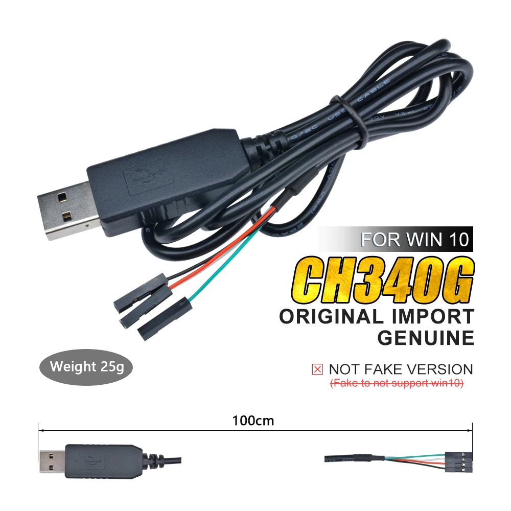 1M CH340G CH340 USB to TTL Serial Download Cable Convert Wire Adapter Compatible Win 7/8/10 for Arduino for Raspberry Pi