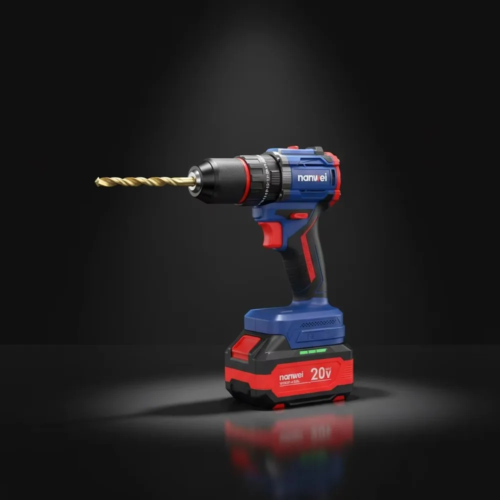 21V Brushless Cordless Impact Drill Set with 20V Battery High Torque Electric Power Tool for DIY Home Improvement