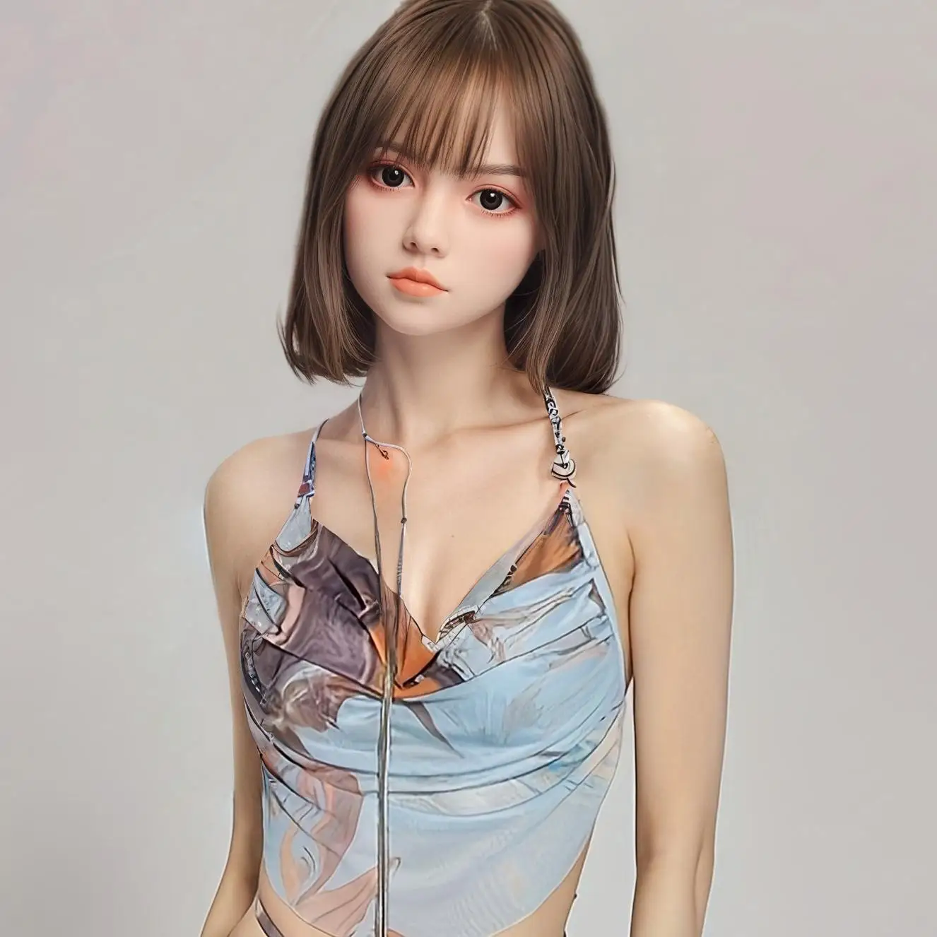57.09in Slim Body Anime Doll, Flat Chest Lifelike TPE Figure, Realistic Skin, Movable Skeleton, Sexy and Elegant Shape
