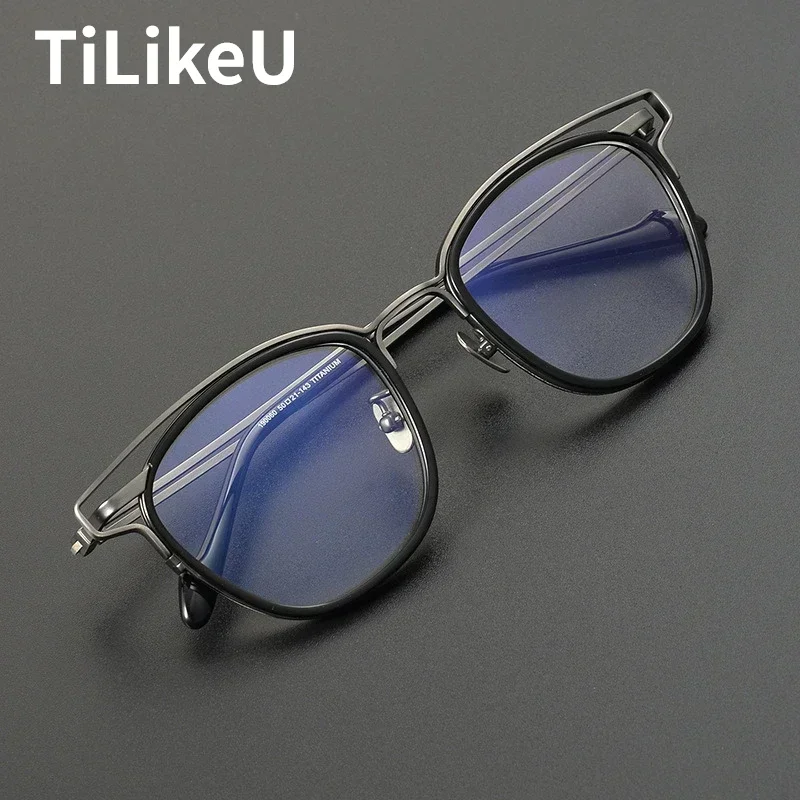 Japanese Handmade Retro Acetate Titanium Glassea Frame Trend Personality Men Women Anti-blue Light Shaped Eyeglasses Frames 2024