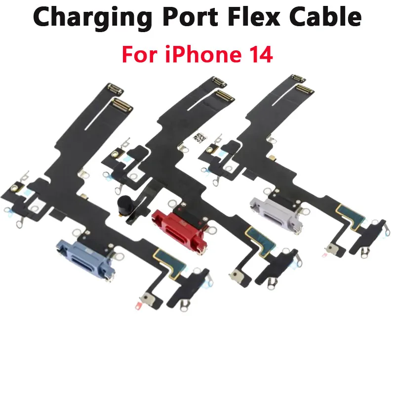 

1 шт. гибкий кабель для зарядного порта для iPhone 14, черный, белый цвет, USB-разъем для док-станции для зарядного устройства с лентой для микрофона, гибкий