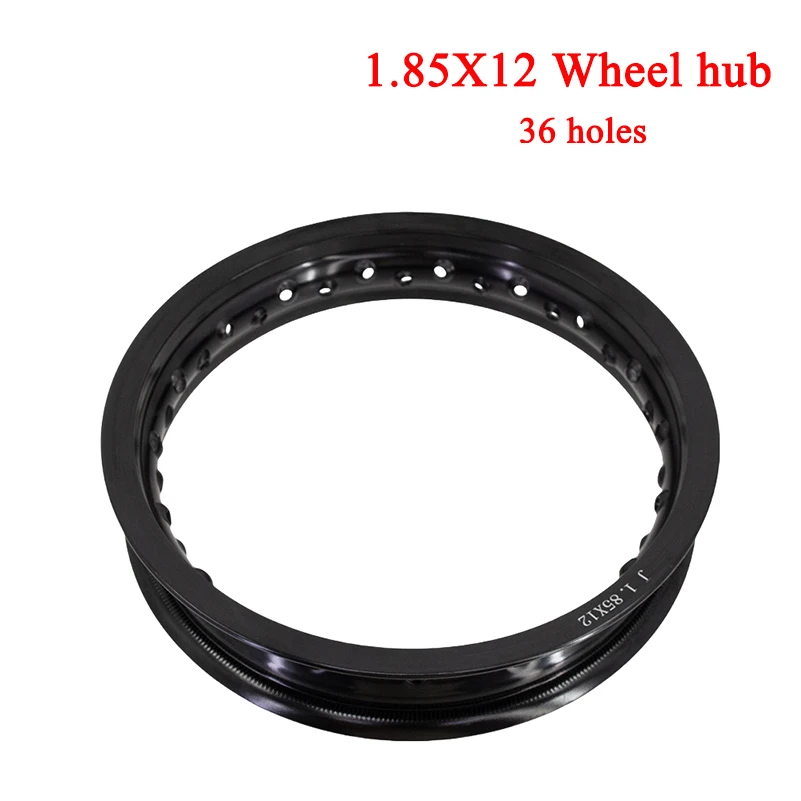 1.85*12' 12Inch Wheel Hub Brand New Motorcycle 1.85x12 32/36 Spokes Holes Front/Rear Wheels 12 Inch Aluminum Alloy Rim