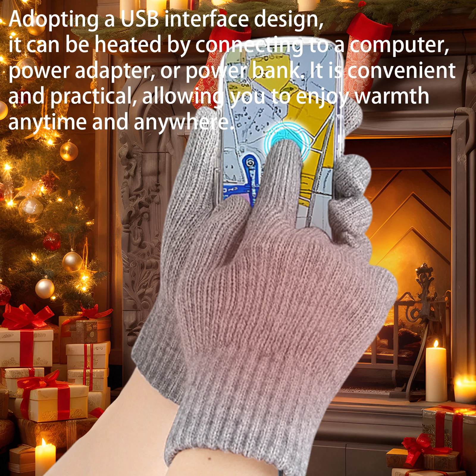 USB قفازات تسخين كهربائي يندبروف لمس جهاز تدفئة محمول ارتداء مقاومة قفازات تسخين جلدية ناعمة للتخييم في الهواء الطلق التنزه