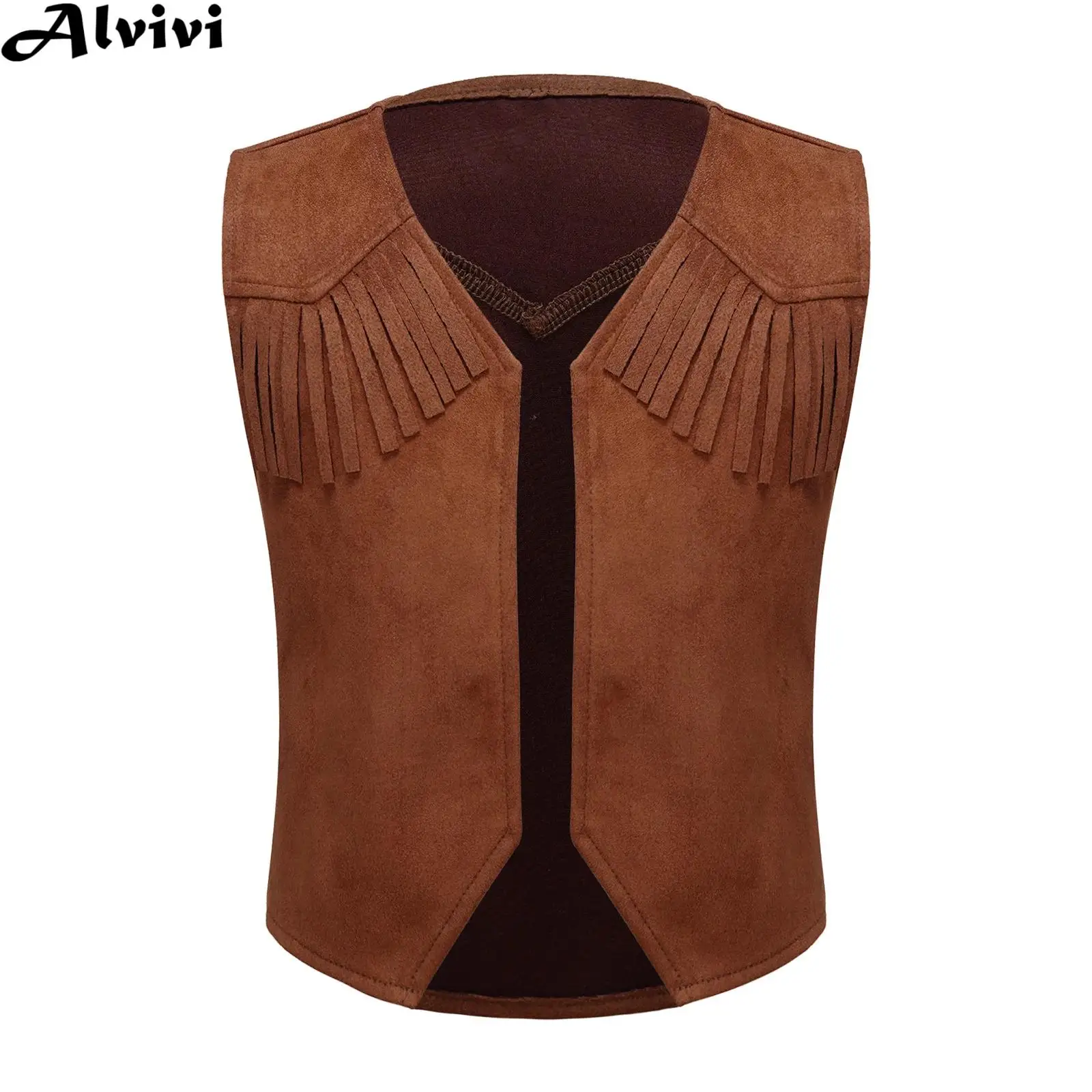 Children Fringe Decor Cardigan Retro Vest Waistcoat Halloween Carnival Theme Party Western Cowboys Cowgirls Cosplay Costume