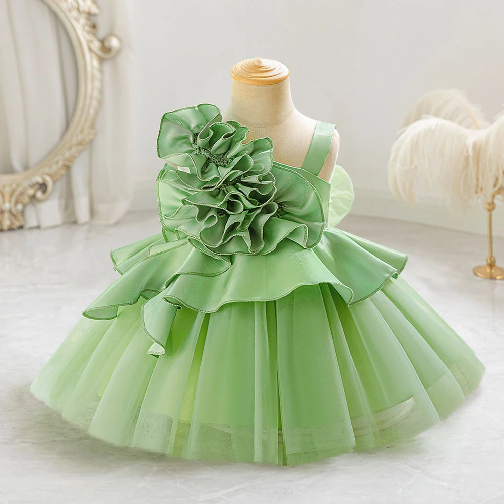 

Large Petal Design First Princess Dress For Baby Girl Clothes Toddle Party Dress Girls Dresses Baptism Birthday Clothing