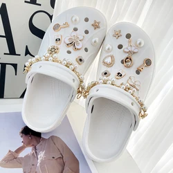 2/20pcs Detachable Rhinestone Pearl Chain Sparkly Jewelry Decoration Buckle Suitable For Crocs Bogg Bag Gift For Girl Party