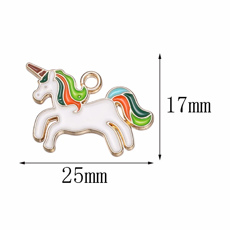 20Pcs 25*17mm Alloy Colourful Enamel Unicorn Pendant Rainbow Animal Charms for Jewelry Making DIY Necklace Bracelet Earrings Set