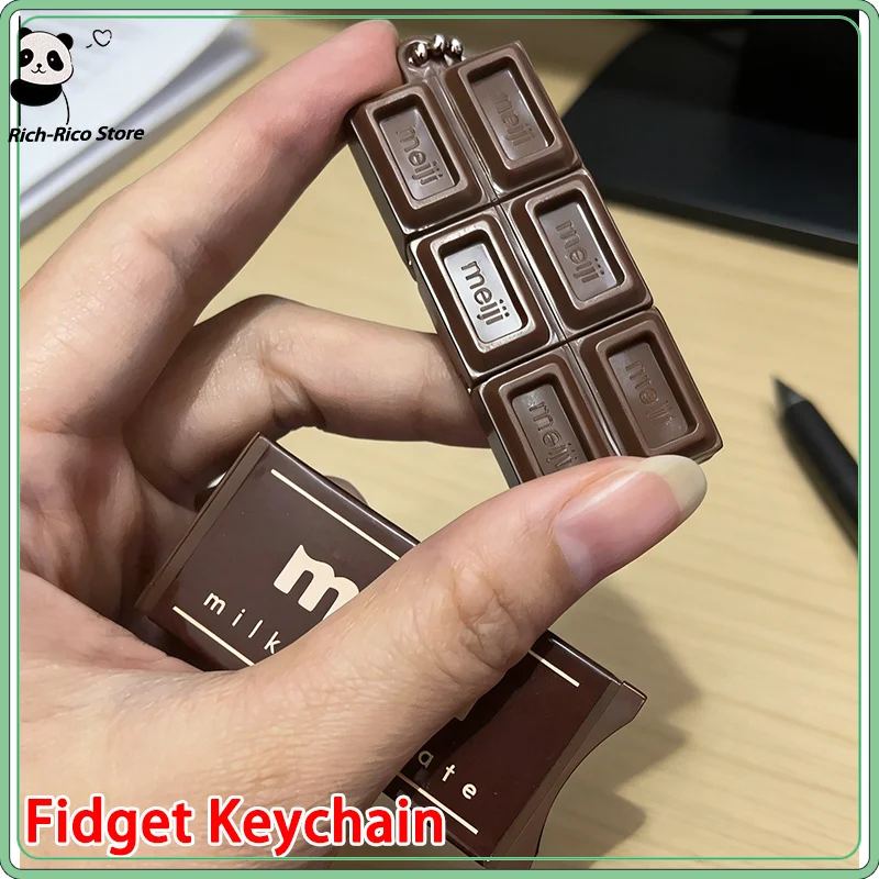 Simulated Meiji Chocolate Fidget Toy Bendy Snap-And-Play Stress Relief Jp Style Keychain Pendant Funny Gifts Creative Gadgets