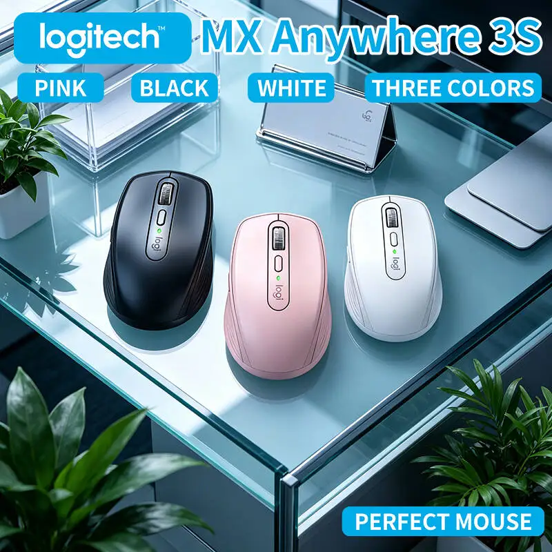 Top-Tier Logitech MX Anywhere 3S - 8K DPI, Hyper-Scroll, Silent Click, 3-Device Bluetooth for Outdoor Workstation