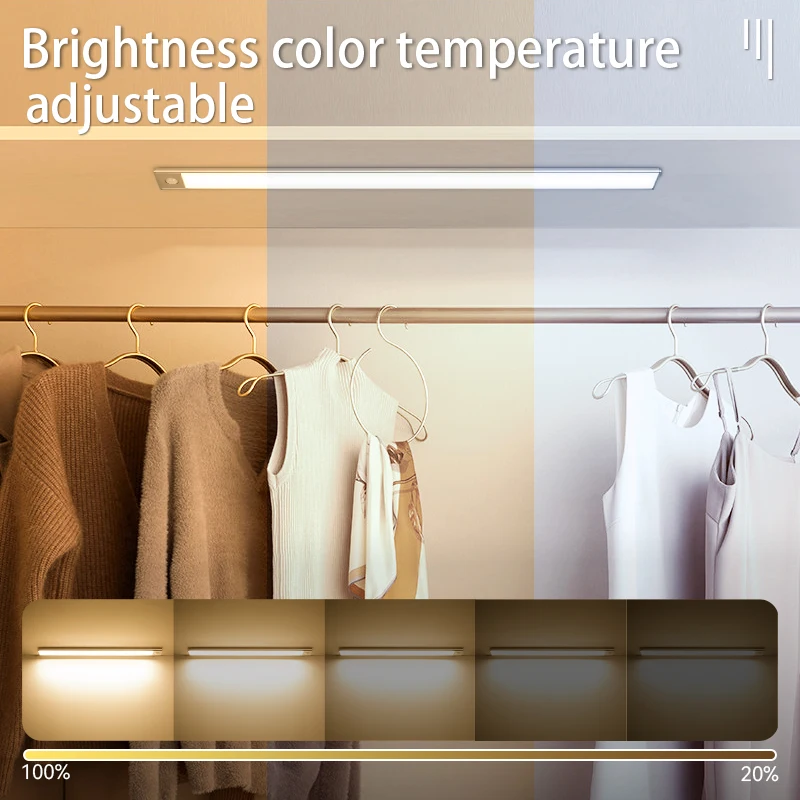 

Светодиодный шкаф Light USB Type-C Перезаряжаемый датчик движения Светодиодная кухонная лампа 30 см/40 см/60 см для кухонного шкафу шкаф