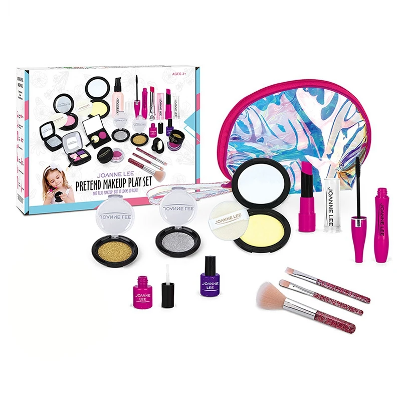 Kids Pretend Makeup Play Set Simulation Cosmetics Bag Girls Makeup Toys Children Role Play Game Beauty Accessories