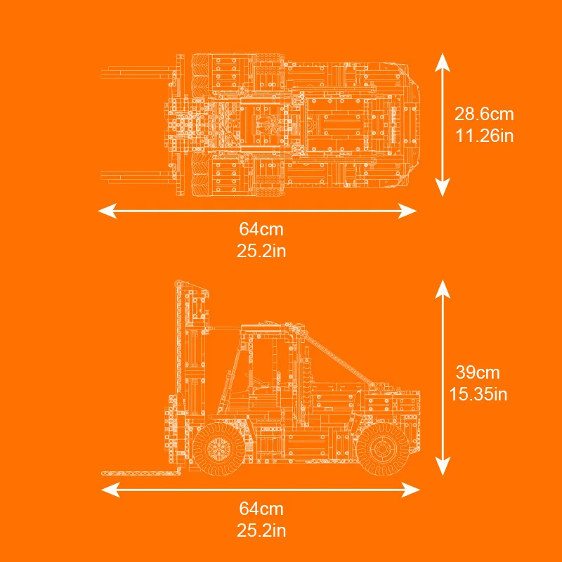 Heavy-duty stacker crane, orange and black creative static model, challenging assembly model, educational toy, birthday gift