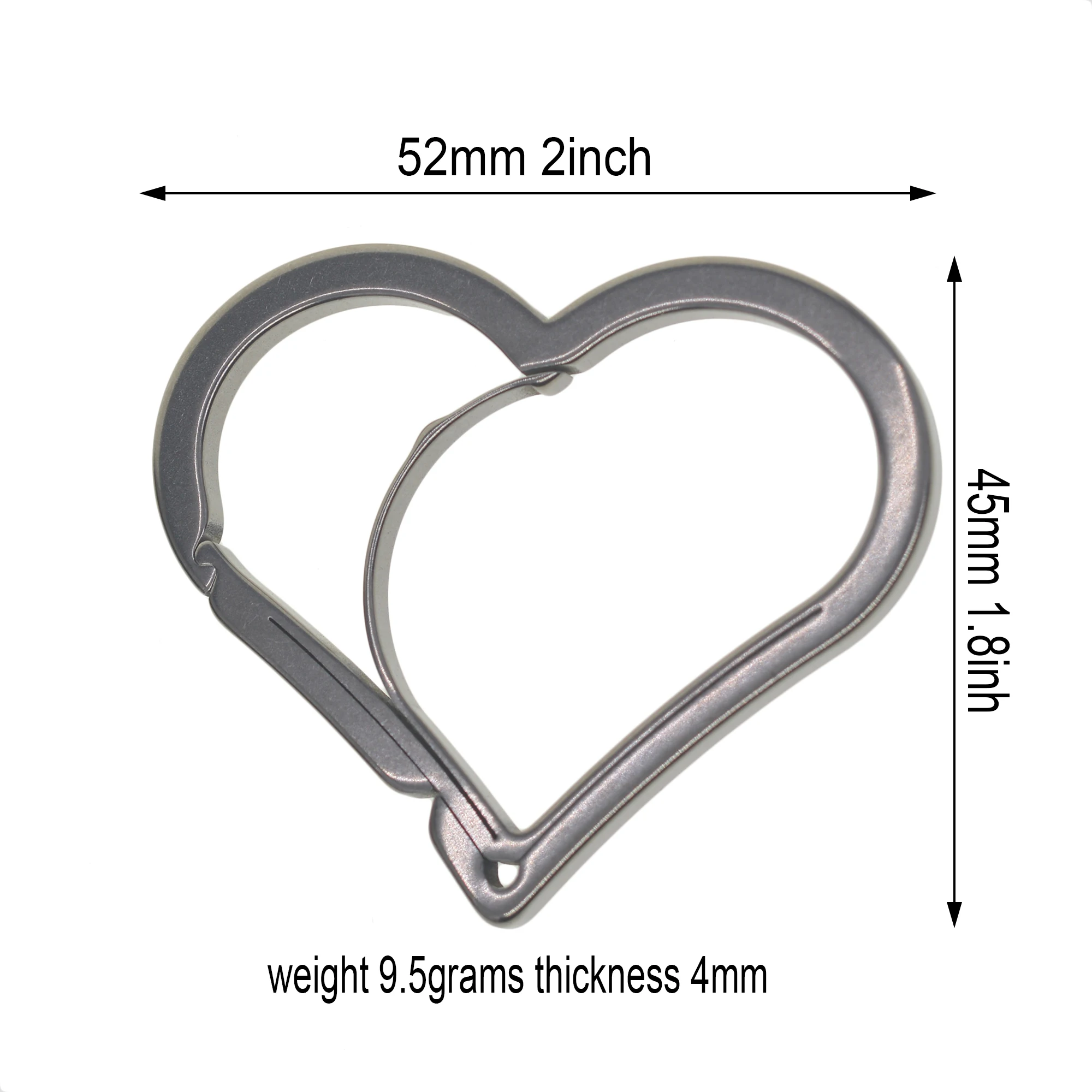 Polished TC4 Titanium Ti Heart  snap non spring Lock keychain quick release Carabiner shackle EDC DIY Gift