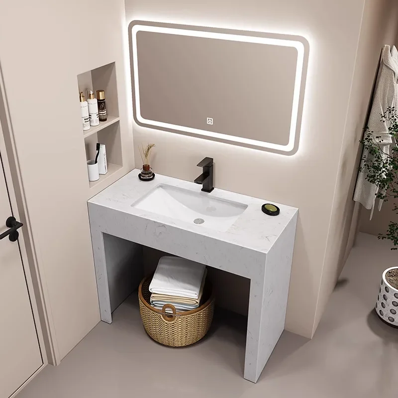 a*-Hotel non-punching waterproof marble toilet floor-to-ceiling hand wash basin bathroom column washstand cabinet combination.