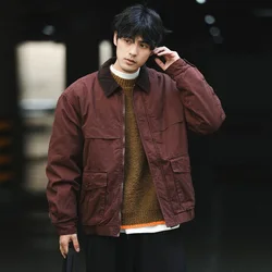 Winter Men Japanese Streetwear Cityboy Loose Casual Thicken Padded Cotton Parkas Cargo Jacket Warm Coat Outerwear