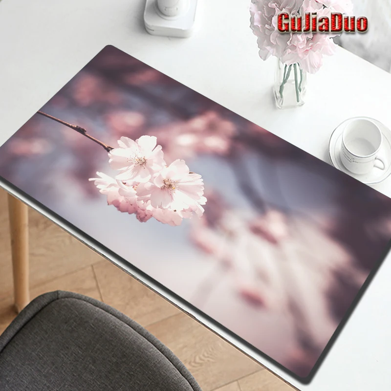 Pink Flowers 90x40 Extra Large Art Mouse Pad Laptop Keyboard Table Desk Mat Gaming Accessories Kawaii Natural Mousepad PC Rug