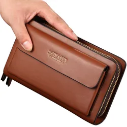 Brand Men Wallet Double Zipper Purse Long Money Clip Phone Package Luxury Large Capacity Coin purse man Clutch Bag Father's day